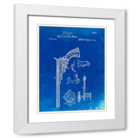PP409-Faded Blueprint Colt Paterson Patent Poster White Modern Wood Framed Art Print with Double Matting by Borders, Cole