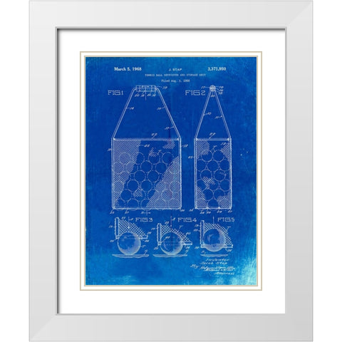 PP436-Faded Blueprint Tennis Hopper Patent Poster White Modern Wood Framed Art Print with Double Matting by Borders, Cole