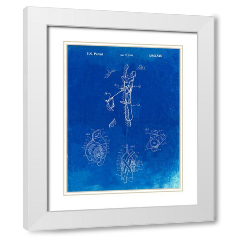 PP440-Faded Blueprint M-16 Rifle Patent Poster White Modern Wood Framed Art Print with Double Matting by Borders, Cole