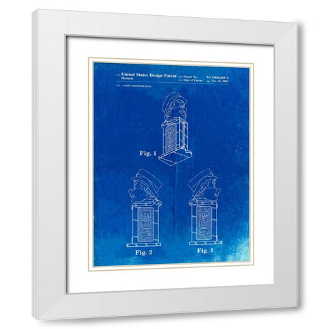 PP441-Faded Blueprint Pez Dispenser Patent Poster White Modern Wood Framed Art Print with Double Matting by Borders, Cole