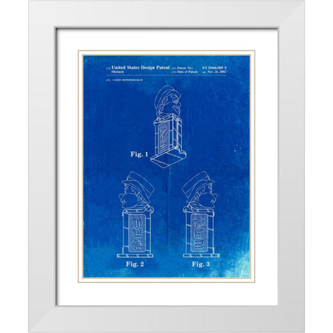 PP441-Faded Blueprint Pez Dispenser Patent Poster White Modern Wood Framed Art Print with Double Matting by Borders, Cole