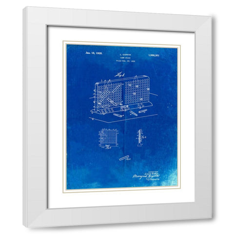 PP519-Faded Blueprint Battleship Game Patent Poster White Modern Wood Framed Art Print with Double Matting by Borders, Cole