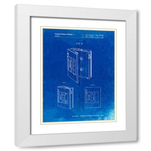 PP551-Faded Blueprint Toshiba Walkman Patent Poster White Modern Wood Framed Art Print with Double Matting by Borders, Cole