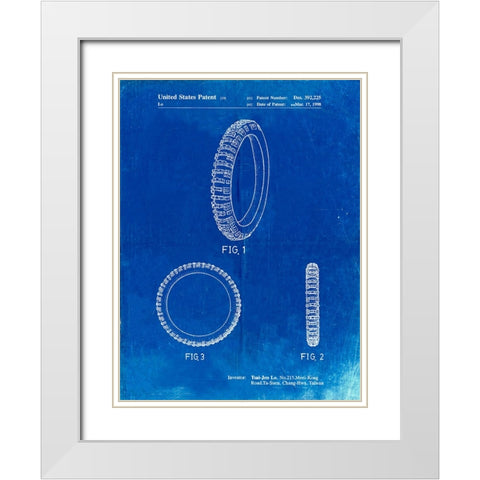 PP600-Faded Blueprint Mountain Bike Tire Patent Poster White Modern Wood Framed Art Print with Double Matting by Borders, Cole