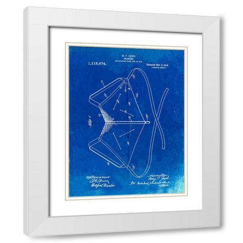 PP604-Faded Blueprint Brassiere (Bra) 1914 Patent Poster White Modern Wood Framed Art Print with Double Matting by Borders, Cole