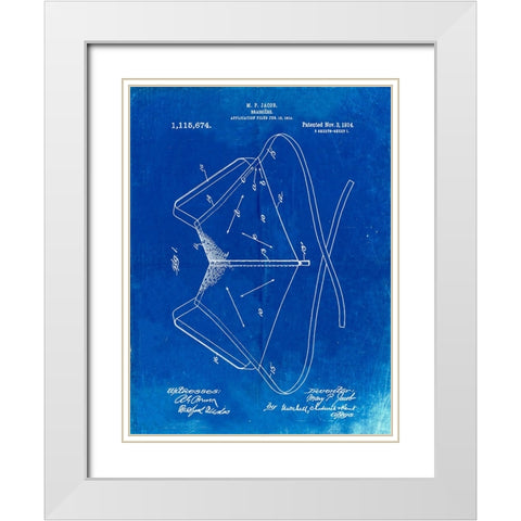 PP604-Faded Blueprint Brassiere (Bra) 1914 Patent Poster White Modern Wood Framed Art Print with Double Matting by Borders, Cole