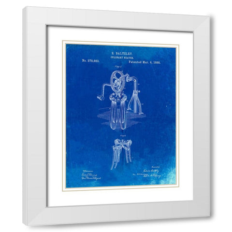 PP620-Faded Blueprint Baltzley Egg Beater Patent Poster White Modern Wood Framed Art Print with Double Matting by Borders, Cole