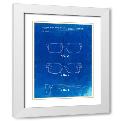 PP640-Faded Blueprint Two Face Prizm Oakley Sunglasses Patent Poster White Modern Wood Framed Art Print with Double Matting by Borders, Cole
