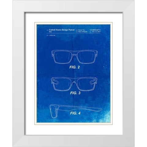 PP640-Faded Blueprint Two Face Prizm Oakley Sunglasses Patent Poster White Modern Wood Framed Art Print with Double Matting by Borders, Cole