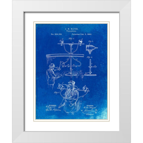 PP642-Faded Blueprint Bowling Pin 1967 Patent Poster White Modern Wood Framed Art Print with Double Matting by Borders, Cole