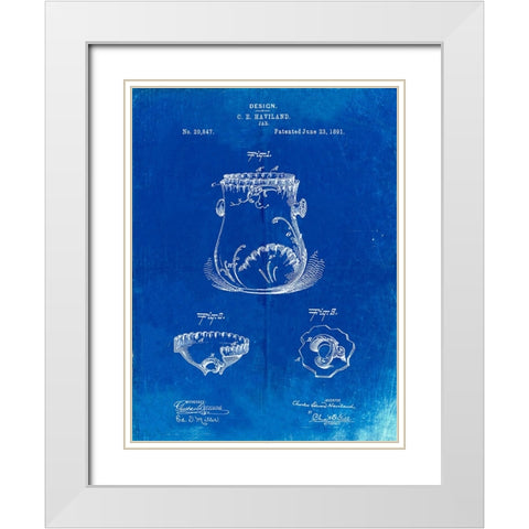PP660-Faded Blueprint Kitchen Jar Pitcher Poster White Modern Wood Framed Art Print with Double Matting by Borders, Cole