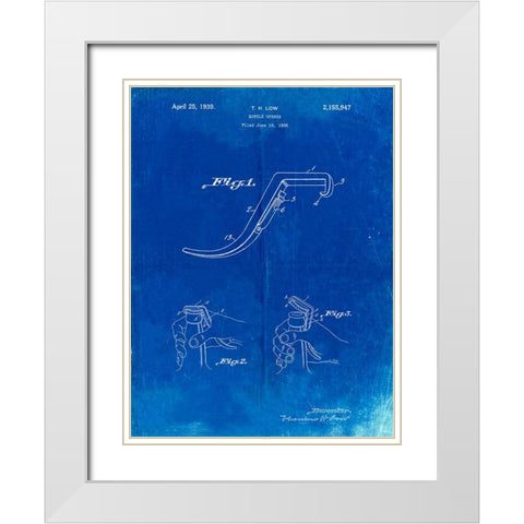 PP672-Faded Blueprint Bottle Opener Patent Poster White Modern Wood Framed Art Print with Double Matting by Borders, Cole