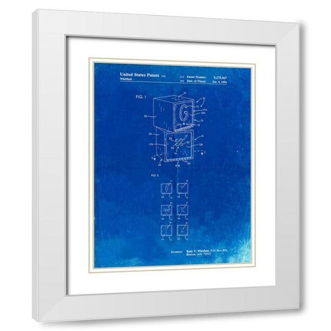 PP674-Faded Blueprint Childrens Building Block White Modern Wood Framed Art Print with Double Matting by Borders, Cole