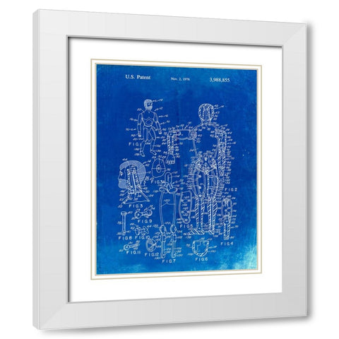 PP675-Faded Blueprint The Defenders Toy 1976 Patent Poster White Modern Wood Framed Art Print with Double Matting by Borders, Cole