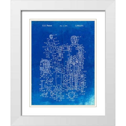 PP675-Faded Blueprint The Defenders Toy 1976 Patent Poster White Modern Wood Framed Art Print with Double Matting by Borders, Cole