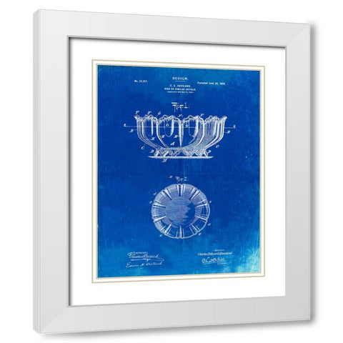 PP680-Faded Blueprint Haviland Decorative Bowl Patent Poster White Modern Wood Framed Art Print with Double Matting by Borders, Cole
