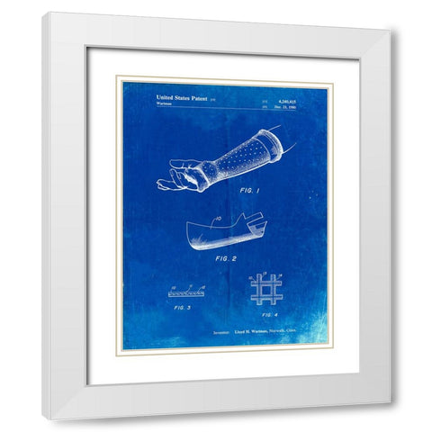 PP687-Faded Blueprint Orthopedic Hard Cast Patent Poster White Modern Wood Framed Art Print with Double Matting by Borders, Cole