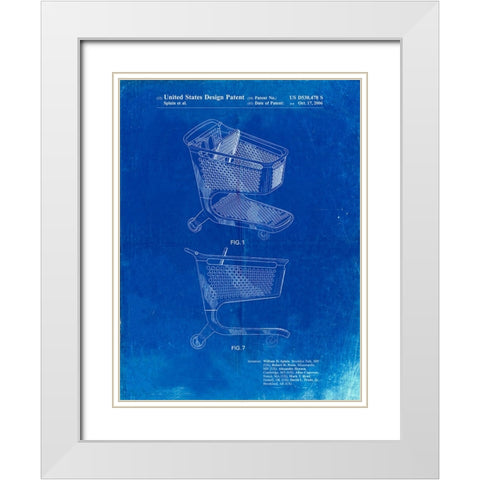 PP693-Faded Blueprint Target Shopping Cart Patent Poster White Modern Wood Framed Art Print with Double Matting by Borders, Cole