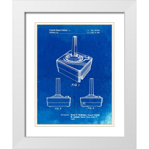 PP714-Faded Blueprint Atari Controller Patent Poster White Modern Wood Framed Art Print with Double Matting by Borders, Cole