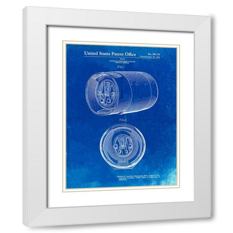 PP730-Faded Blueprint Beer Keg Patent Poster White Modern Wood Framed Art Print with Double Matting by Borders, Cole