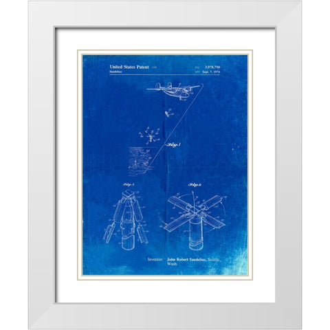 PP750-Faded Blueprint Boeing Sonobuoy Patent Poster White Modern Wood Framed Art Print with Double Matting by Borders, Cole