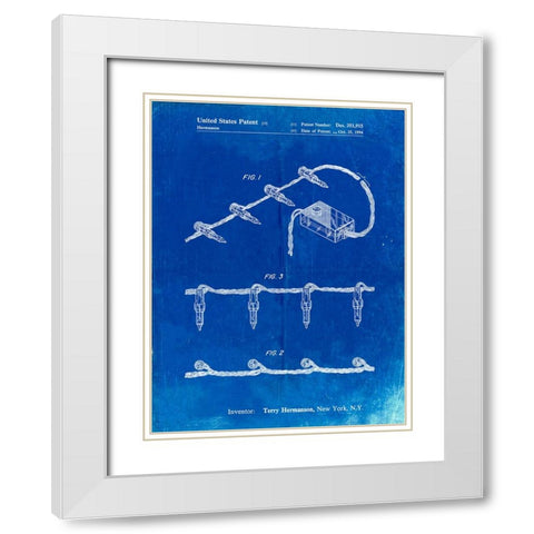 PP763-Faded Blueprint Christmas Lights Poster White Modern Wood Framed Art Print with Double Matting by Borders, Cole