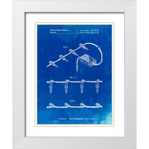 PP763-Faded Blueprint Christmas Lights Poster White Modern Wood Framed Art Print with Double Matting by Borders, Cole