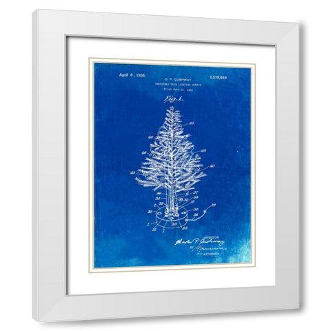 PP766-Faded Blueprint Christmas Tree Poster White Modern Wood Framed Art Print with Double Matting by Borders, Cole