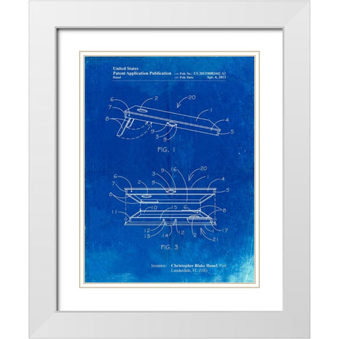 PP774-Faded Blueprint Corn Hole Board Patent Poster White Modern Wood Framed Art Print with Double Matting by Borders, Cole