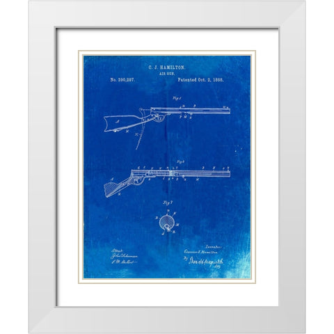 PP777-Faded Blueprint Daisy Air Rifle Patent Art White Modern Wood Framed Art Print with Double Matting by Borders, Cole