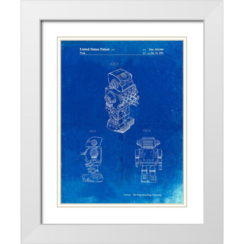 PP790-Faded Blueprint Dynamic Fighter Toy Robot 1982 Patent Poster White Modern Wood Framed Art Print with Double Matting by Borders, Cole