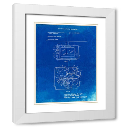 PP791-Faded Blueprint Easy Bake Oven Patent Poster White Modern Wood Framed Art Print with Double Matting by Borders, Cole