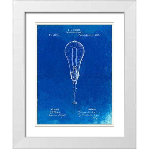 PP797-Faded Blueprint Outboard Motor Patent Art White Modern Wood Framed Art Print with Double Matting by Borders, Cole