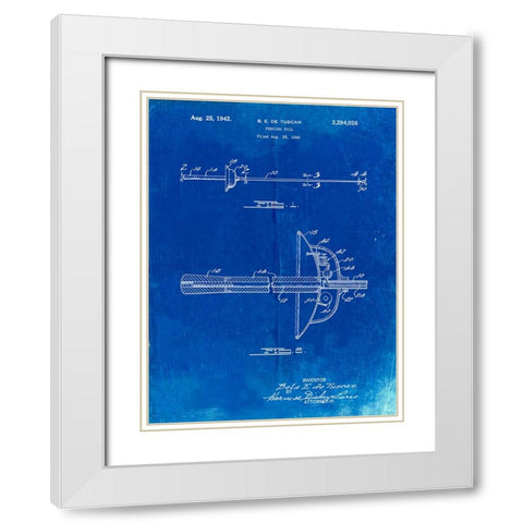PP806-Faded Blueprint Fencing Sword Patent Poster White Modern Wood Framed Art Print with Double Matting by Borders, Cole