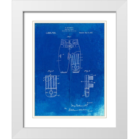 PP828-Faded Blueprint Football Pants Patent Print White Modern Wood Framed Art Print with Double Matting by Borders, Cole