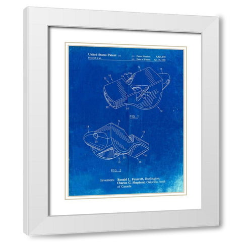 PP851-Faded Blueprint Fox 40 Coachs Whistle Patent Poster White Modern Wood Framed Art Print with Double Matting by Borders, Cole