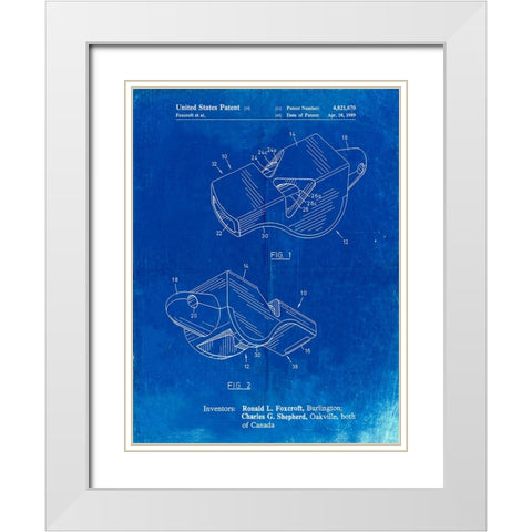 PP851-Faded Blueprint Fox 40 Coachs Whistle Patent Poster White Modern Wood Framed Art Print with Double Matting by Borders, Cole