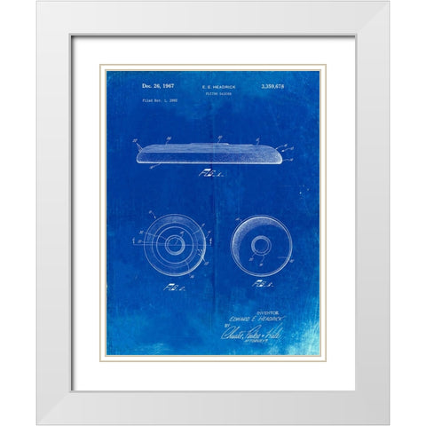 PP854-Faded Blueprint Frisbee Patent Poster White Modern Wood Framed Art Print with Double Matting by Borders, Cole