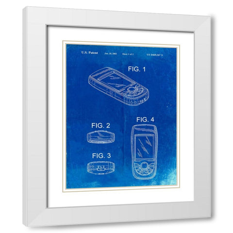 PP862-Faded Blueprint GPS Device Patent Wall Art Poster PP862 White Modern Wood Framed Art Print with Double Matting by Borders, Cole