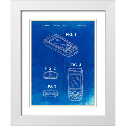 PP862-Faded Blueprint GPS Device Patent Wall Art Poster PP862 White Modern Wood Framed Art Print with Double Matting by Borders, Cole