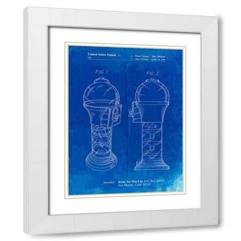 PP864-Faded Blueprint Gumball Machine Poster White Modern Wood Framed Art Print with Double Matting by Borders, Cole