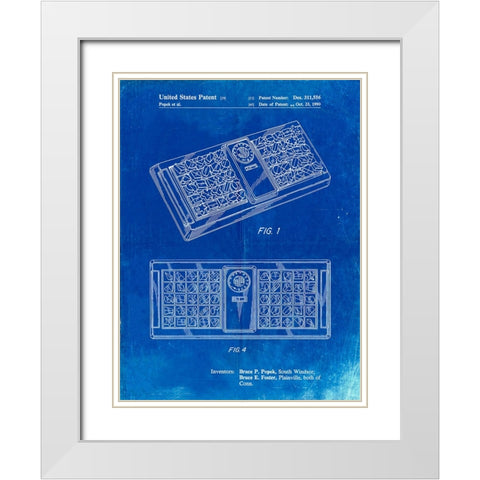 PP872-Faded Blueprint Hasbro Concept Game Patent Poster White Modern Wood Framed Art Print with Double Matting by Borders, Cole