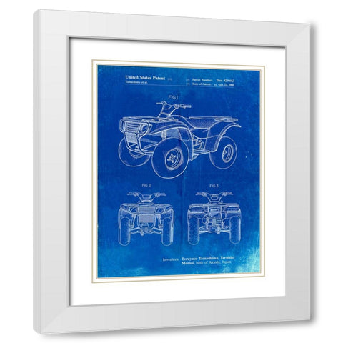 PP902-Faded Blueprint Kawasaki Prairie Patent Poster White Modern Wood Framed Art Print with Double Matting by Borders, Cole