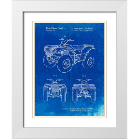 PP902-Faded Blueprint Kawasaki Prairie Patent Poster White Modern Wood Framed Art Print with Double Matting by Borders, Cole