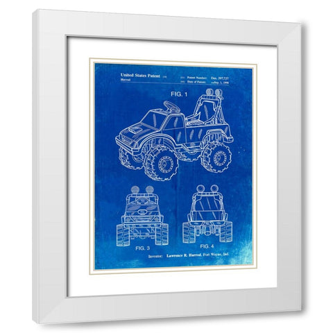 PP911-Faded Blueprint Kids Truck Poster White Modern Wood Framed Art Print with Double Matting by Borders, Cole
