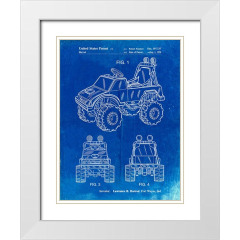 PP911-Faded Blueprint Kids Truck Poster White Modern Wood Framed Art Print with Double Matting by Borders, Cole