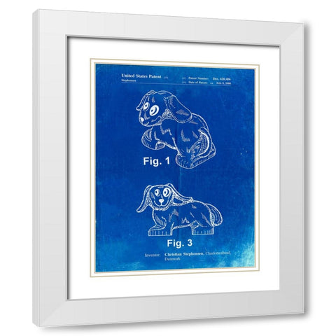 PP924-Faded Blueprint Lego Dog Poster White Modern Wood Framed Art Print with Double Matting by Borders, Cole