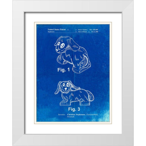 PP924-Faded Blueprint Lego Dog Poster White Modern Wood Framed Art Print with Double Matting by Borders, Cole
