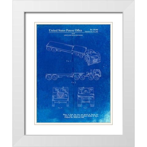 PP946-Faded Blueprint Lockheed Ford Truck and Trailer Patent Poster White Modern Wood Framed Art Print with Double Matting by Borders, Cole