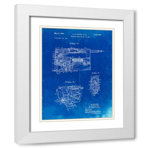 PP957-Faded Blueprint Milwaukee Portable Jig Saw Patent Poster White Modern Wood Framed Art Print with Double Matting by Borders, Cole